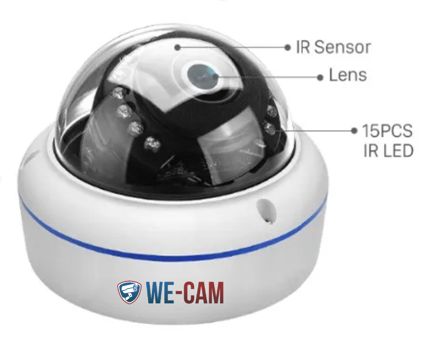 Caméra dôme IP, filaire 2MP, Audio, détection, vision nocturne, Intérieur/extérieur