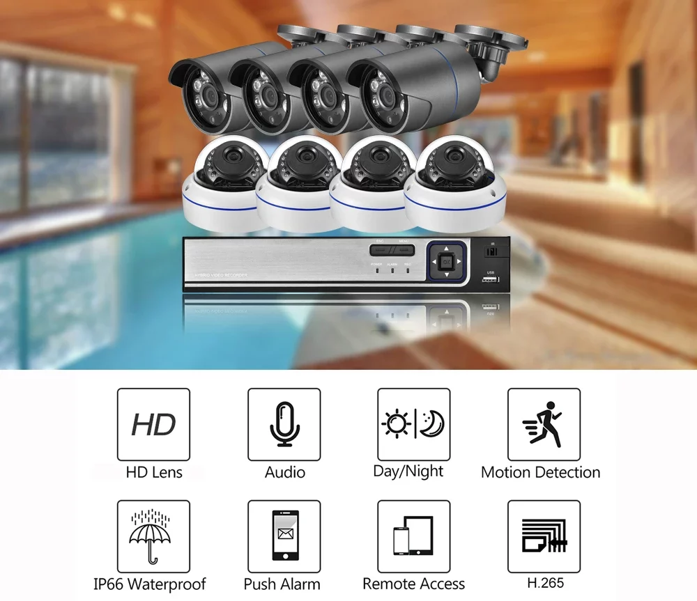 Kit vidéosurveillance intérieure et/ou extérieure, audio, caméra IP, 8CH, 5MP – Image 2