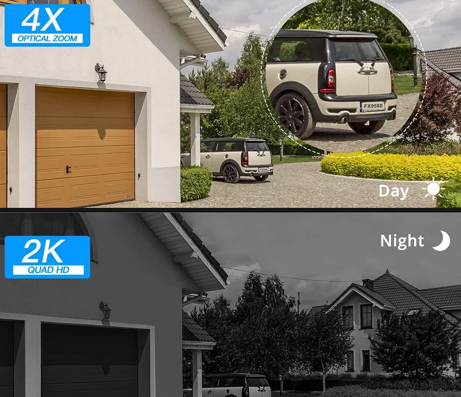 Caméra de sécurité extérieure / intérieur WiFi ou filaire, optique 4X, 4MP – Image 6