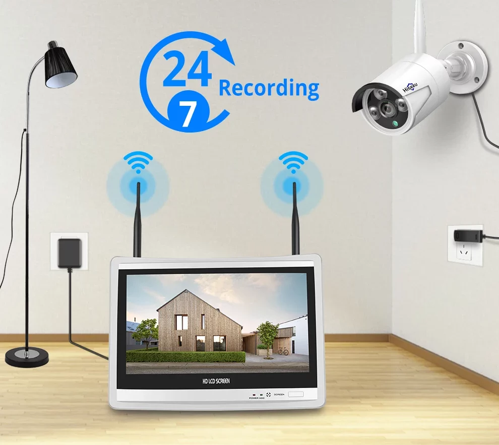 kit de vidéosurveillance 3MP IP NVR 8CH sans fil avec écran 12 LCD – Image 6