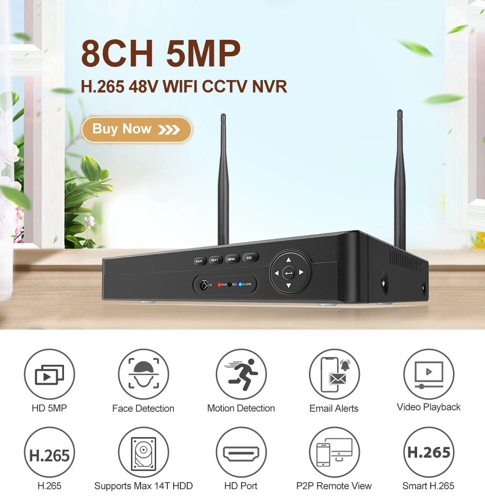 Enregistreur NVR pour Caméra de surveillance IP WiFi HD 4MP/5MP 8 Canaux – Image 5