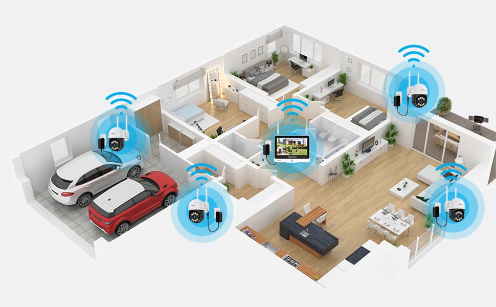 Kit vidéosurveillance intérieure/extérieure wifi PTZ avec écran LCD 12,5 – Image 7