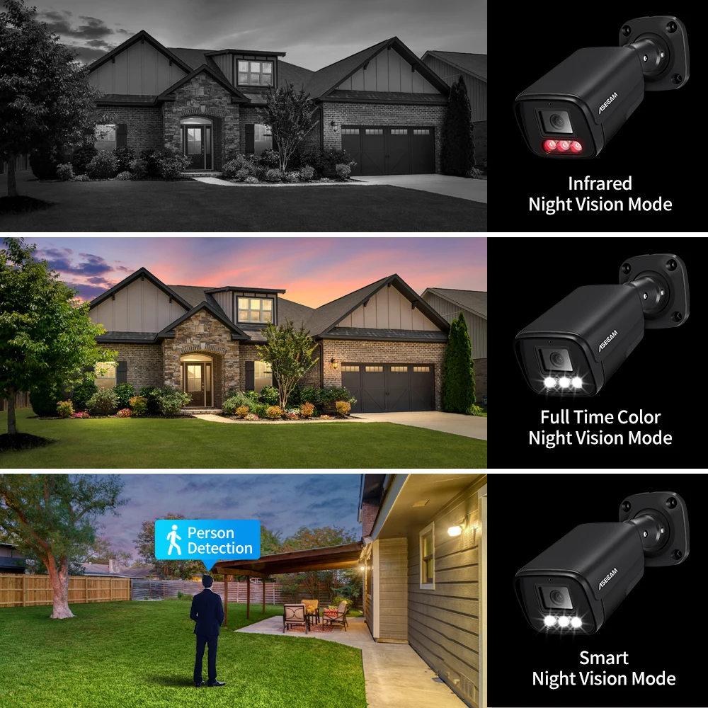 Caméra de surveillance extérieure/intérieur IP POE HD 8MP/4K de la marque AseCam – Image 2