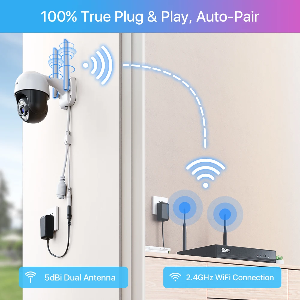 Kit de vidéosurveillance, PTZ Wifi 2K, 3mp, 8CH, extérieur/intérieur – Image 5